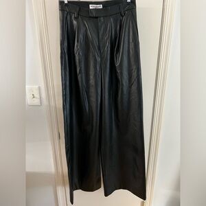 High Waisted Wide Leg Trouser, Vegan Leather, NWT